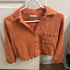 Avec Les Filles Terracotta Textured Shirt